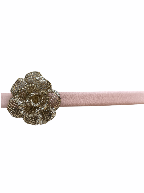Valentino Metallic Pink Flower Buckle Belt 90/36 - Image 3