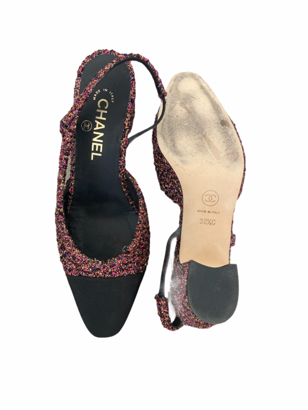 Chanel Slingback low Heels 38.5 multi color - Image 3