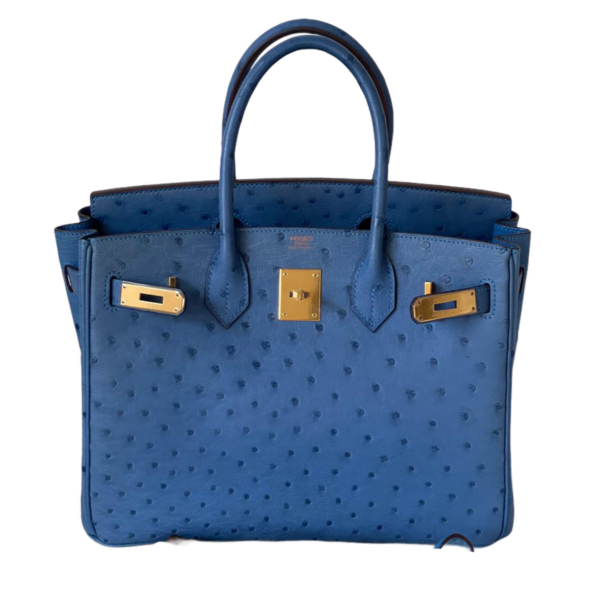 pre loved hermes birkin blue mykonos ostrich ladies/women handbag