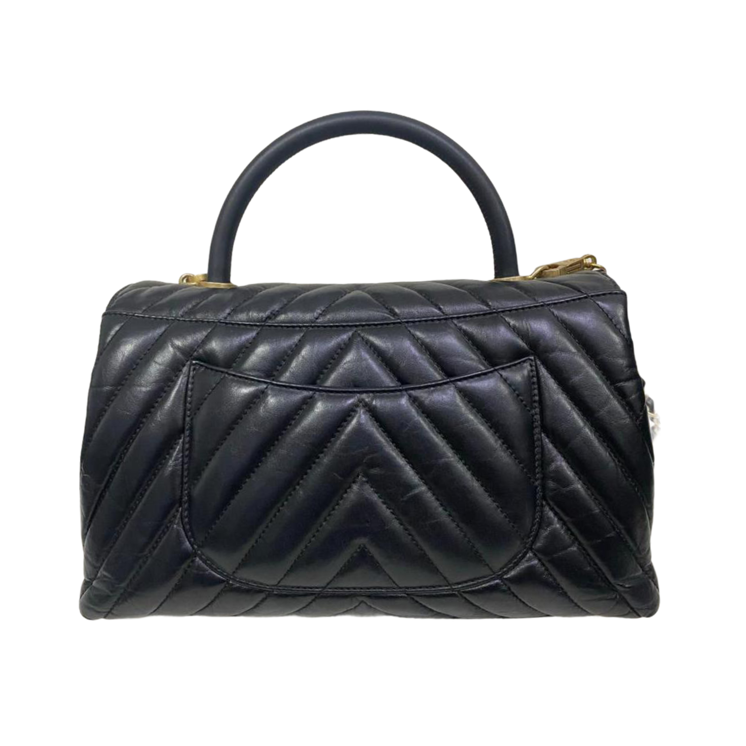 Pre Loved Chanel Coco Chevron Top Handle Flap Bag