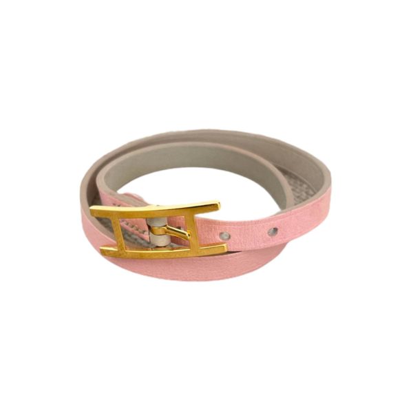 Pre Owned Hermes Hapi 3 Pink Leather Bracelet