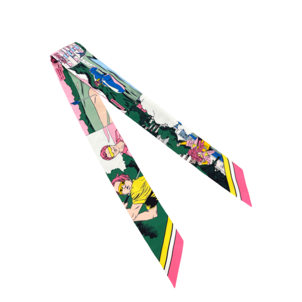 Twilly SH/ Rose / Vert / Jaune 100% Silk - Image 2
