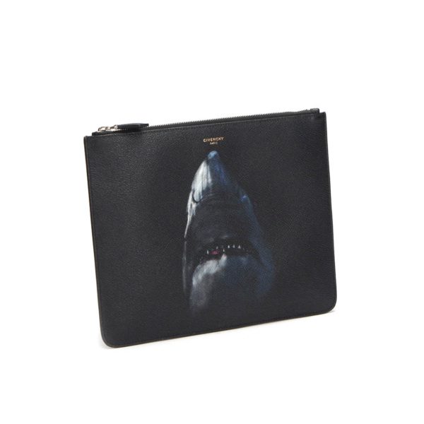 Givenchy Shark Print Leather Clutch Bag - Image 9