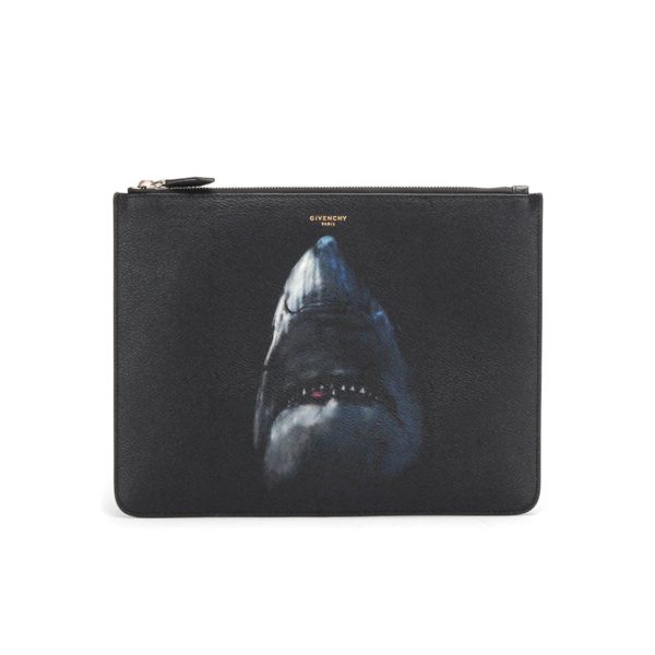 Givenchy Shark Print Leather Clutch Bag