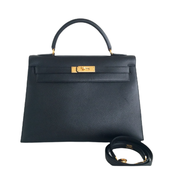 Hermes Kelly 32 Black Ardennes Ghw