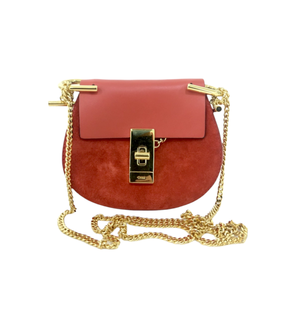 Chloe Orange Suede and leather Nano Drew Shoulder Bag