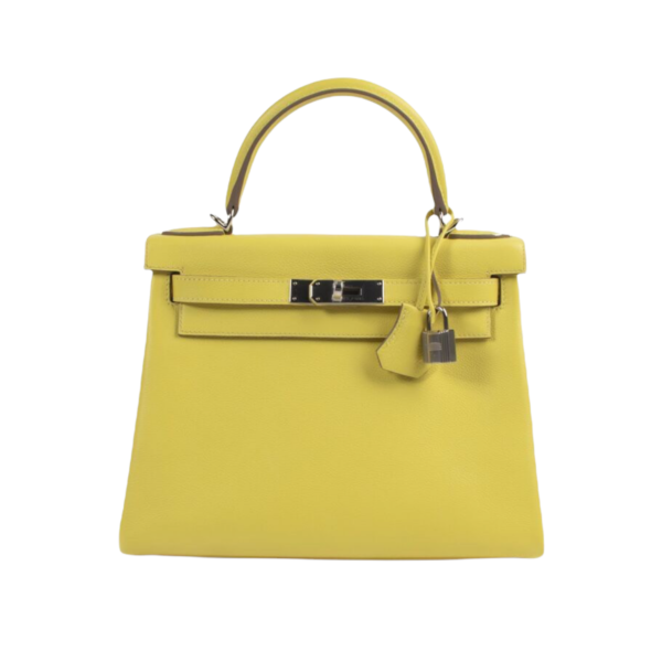 Hermes Kelly 28 Candy Lime/ Gris Perle Epsom Phw