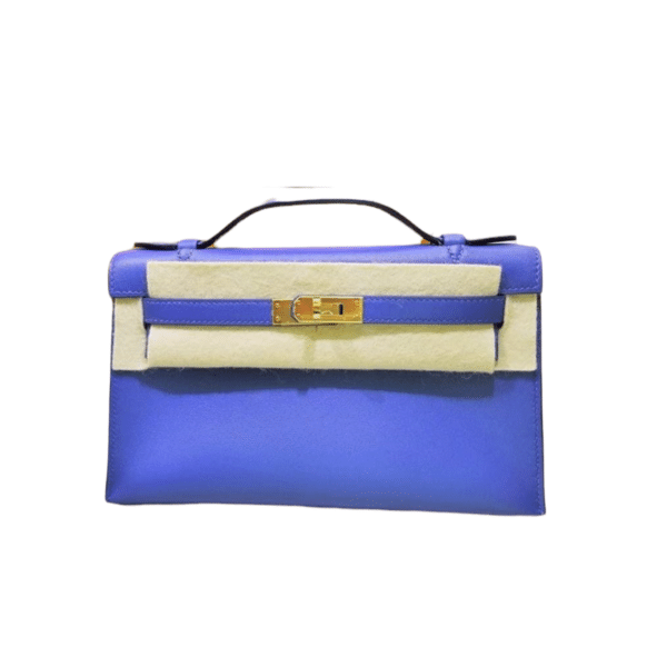 Hermes Kelly Pochette Blue Brighton Swift Ghw