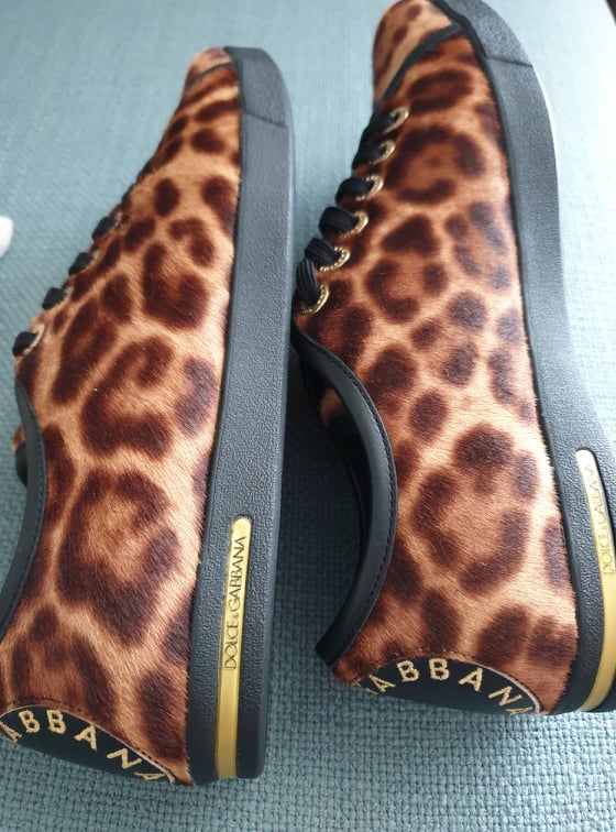 Dolce & Gabbana Brown Leopard Print Calf Hair Low Top Sneakers 