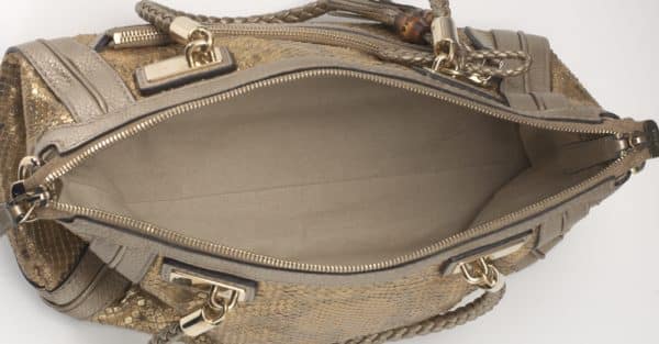 Gucci Gold Metallic Bella Python Bag - Image 5