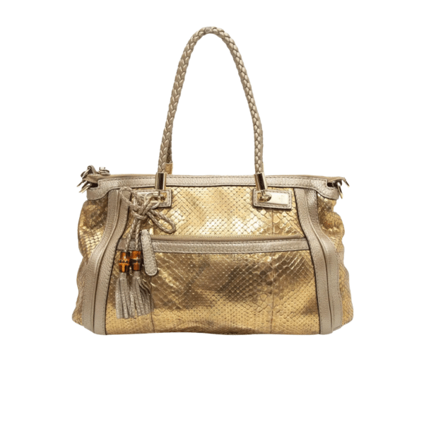 Gucci Gold Metallic Bella Python Bag