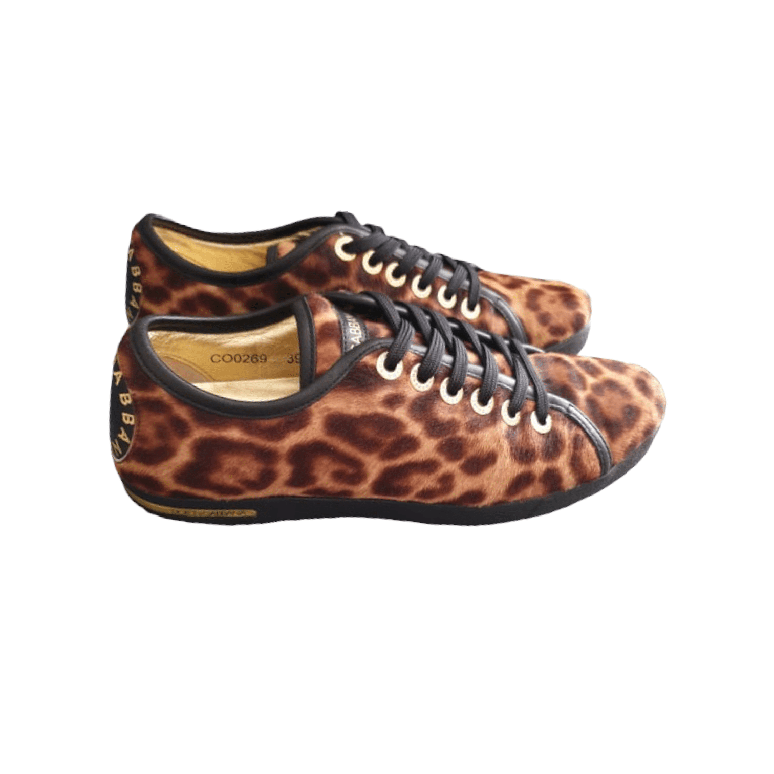 Dolce & Gabbana Brown Leopard Print Calf Hair Low Top Sneakers 