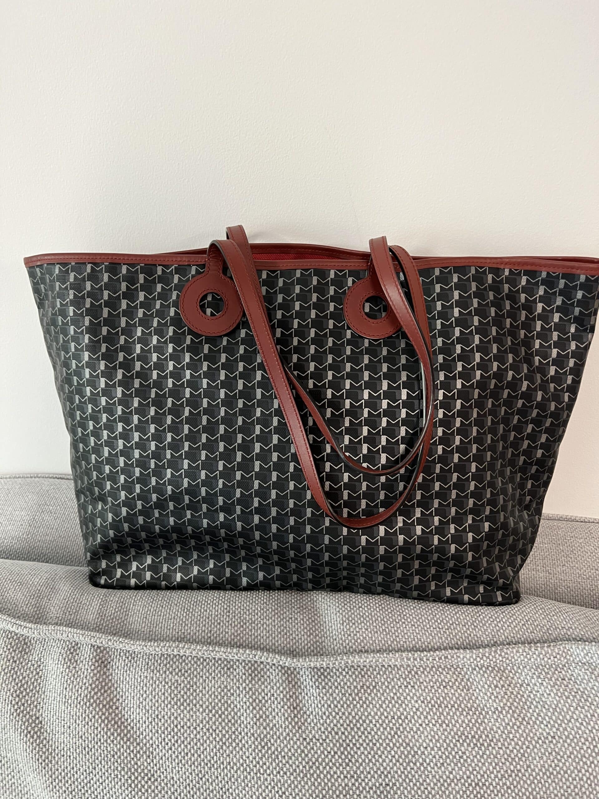 Moynat OH Tote carbon silver leather GM size - The Luxury Flavor