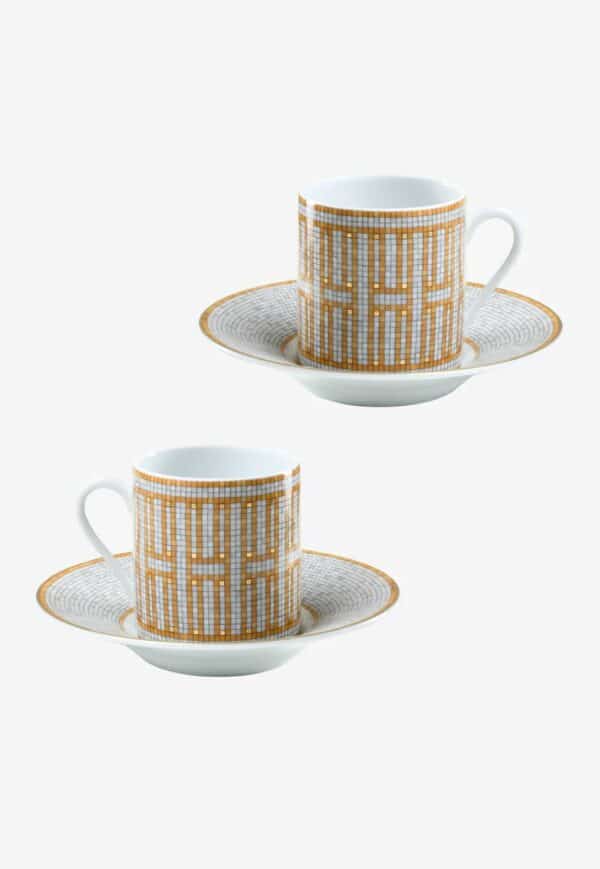 Hermes Classic Mosaique Au 24 Gold set of 2