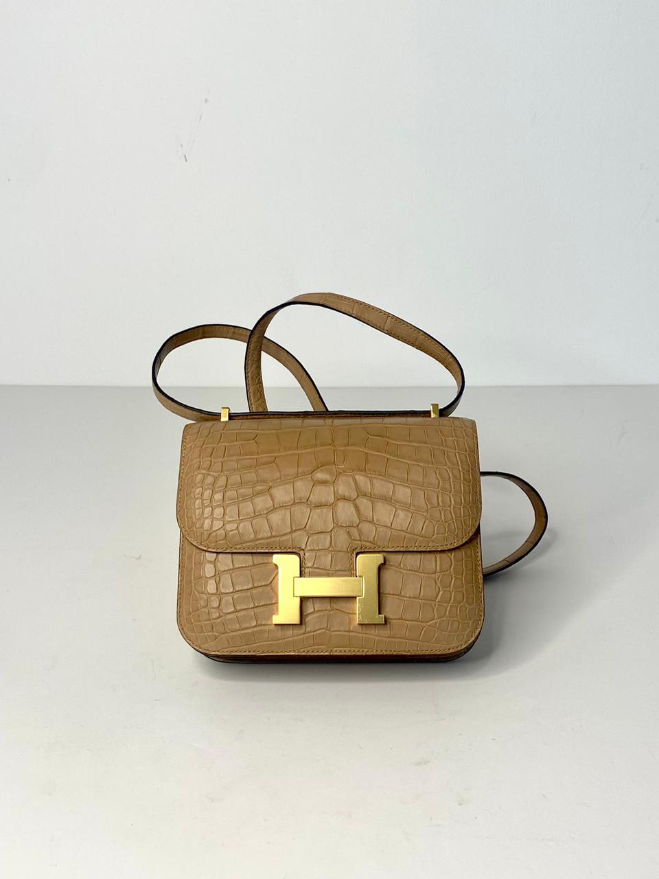 Hermes Constance Bag 18 Chai Matte Alligator Gold Hardware • MIGHTYCHIC • 