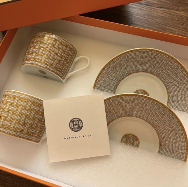 Hermes Classic Mosaique Au 24 Gold set of 2 - Image 3