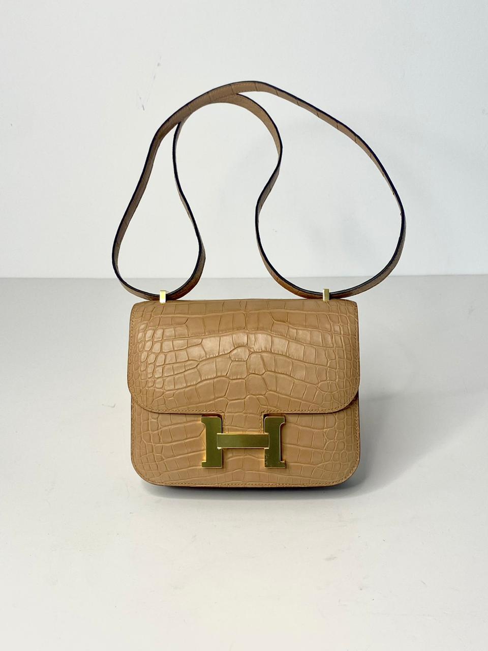 Hermes Constance Bag 18 Chai Matte Alligator Gold Hardware • MIGHTYCHIC • 