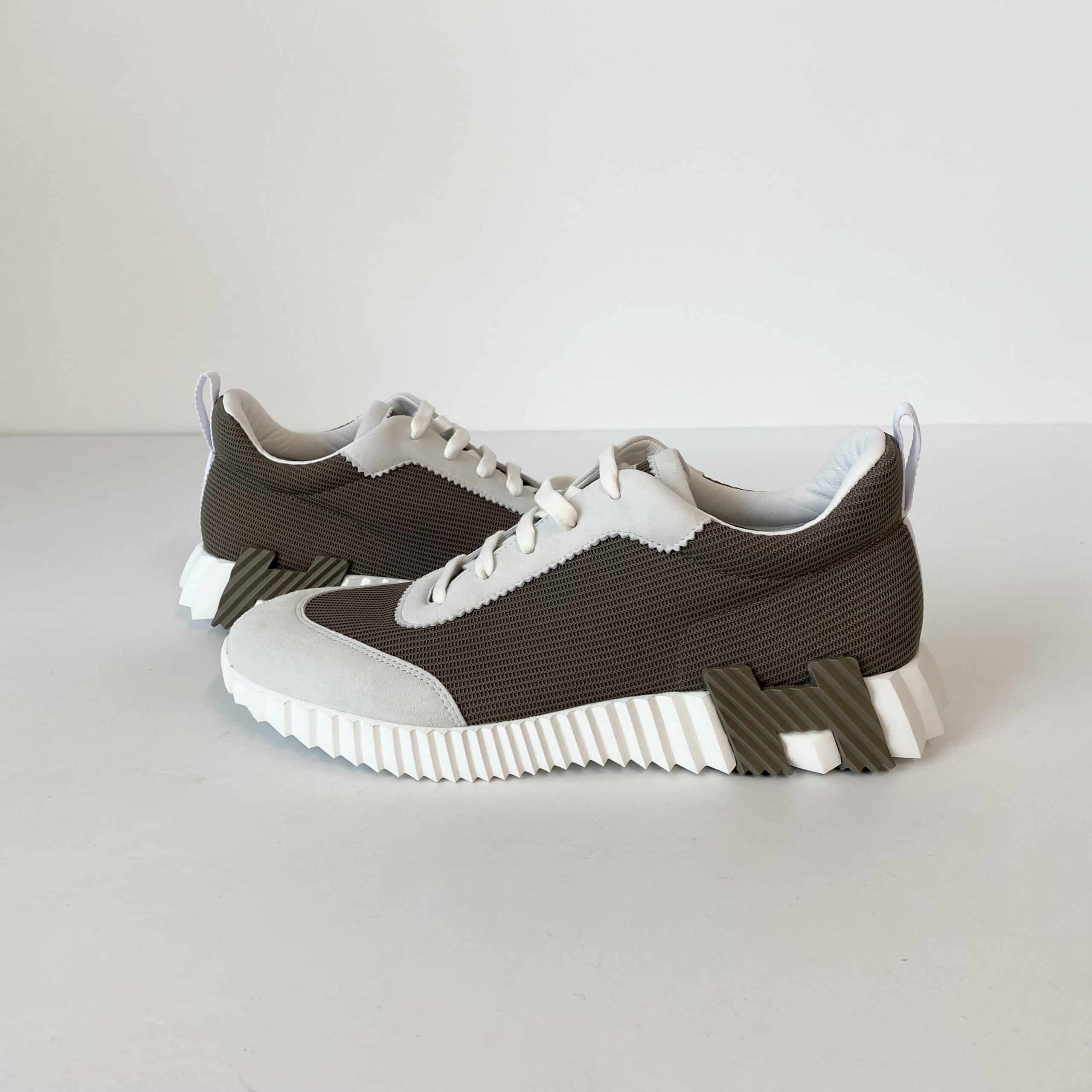 Hermes Bouncing Sneakers Khaki/White Size 42.5 EU - The Luxury Flavor