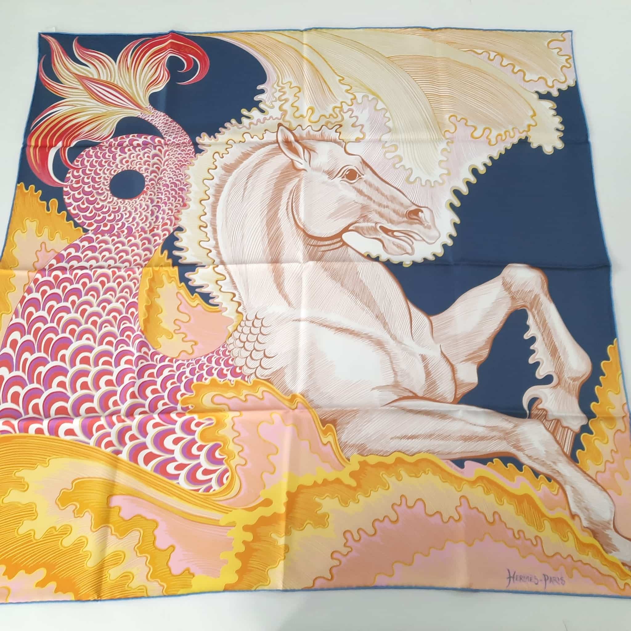Hermes Cheval Sirene Double Face Silk Scarf 90 – The Luxury Flavor