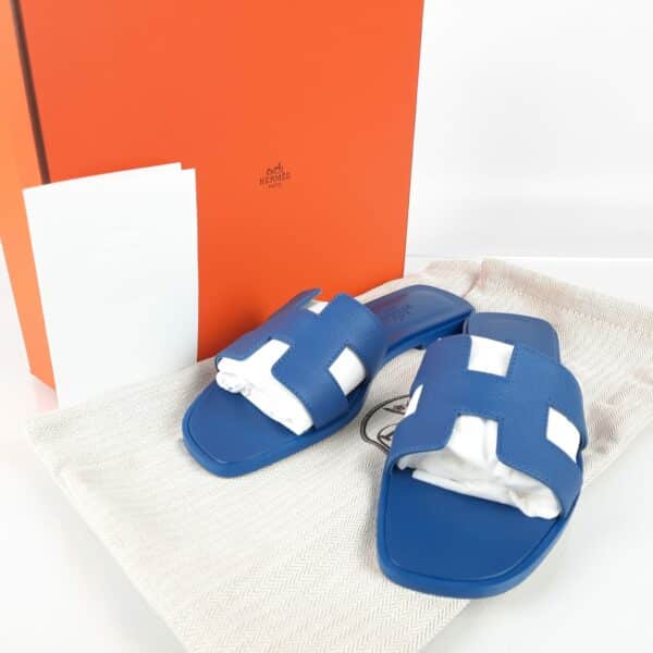 Hermes Oran Sandals Cornflower Blue Size 37 EU - Image 9