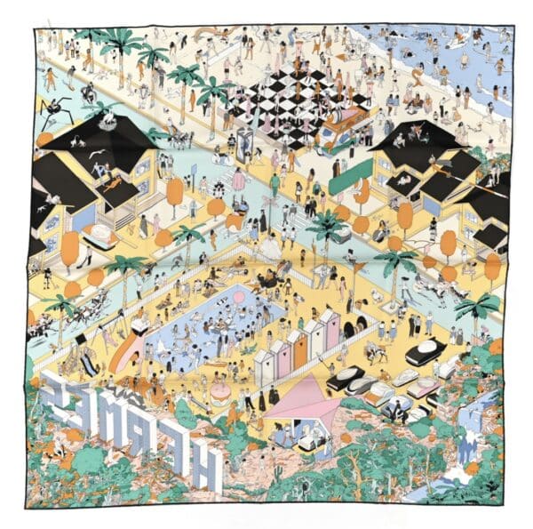 Hermes on The Beach Silk Scarf 90