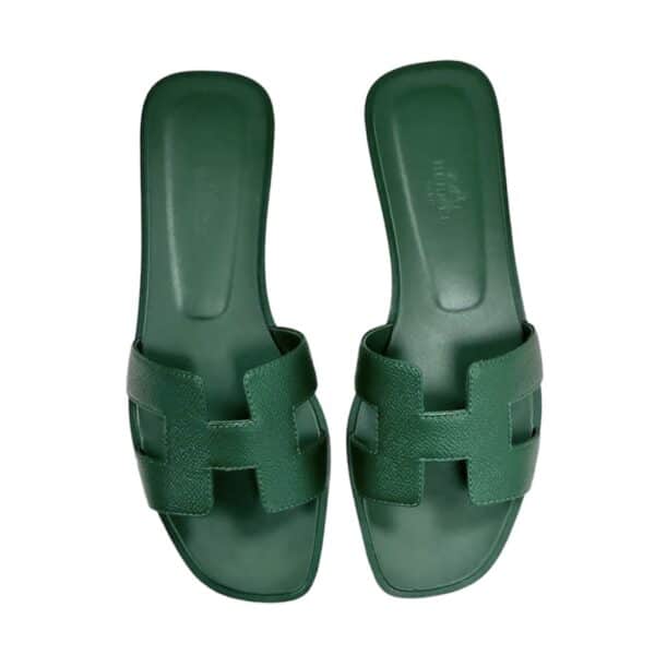 Hermes Oran Vert Cactus Sandals Size 38 EU