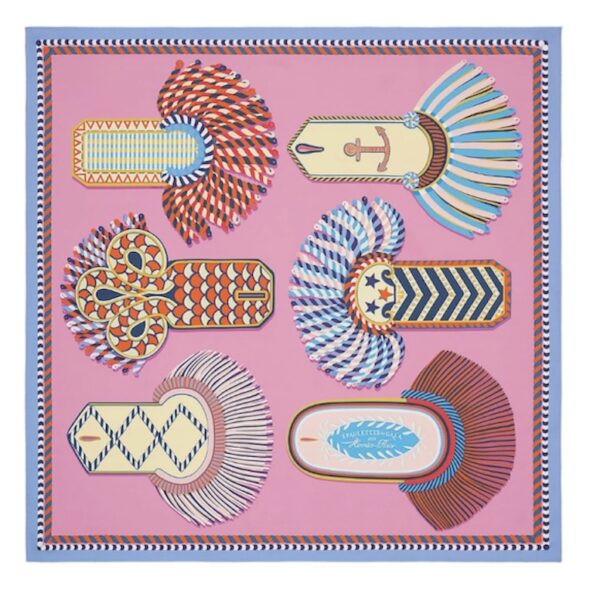 Hermes Epaulettes de Gala Double Face Silk Scarf 90