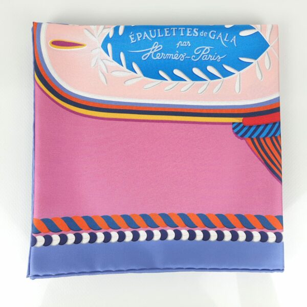 Hermes Epaulettes de Gala Double Face Silk Scarf 90 - Image 3