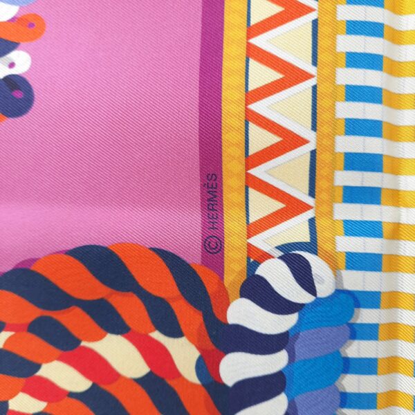 Hermes Epaulettes de Gala Double Face Silk Scarf 90 - Image 4