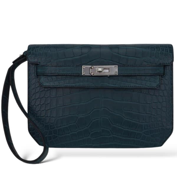 Hermes Kelly Depeche Croco Vert Rousseau PHW