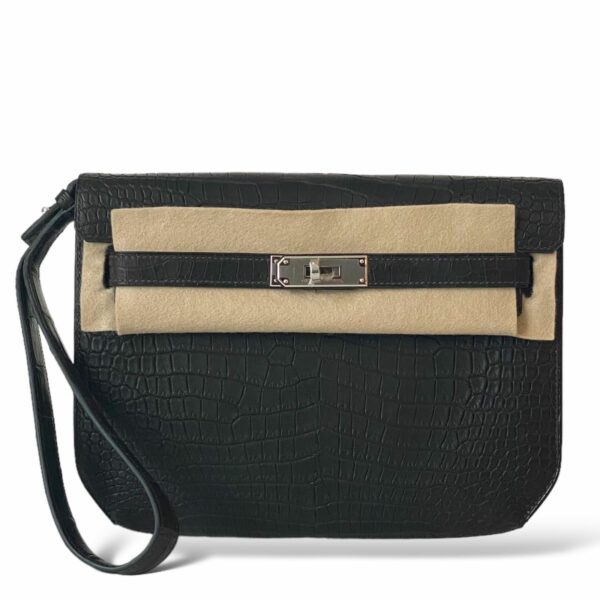 Hermes Kelly Depeche Croco Dark Brown PHW