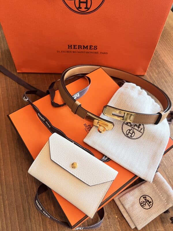 Hermes Kelly Pocket Belt Biscuit / Nata GHW - Image 4