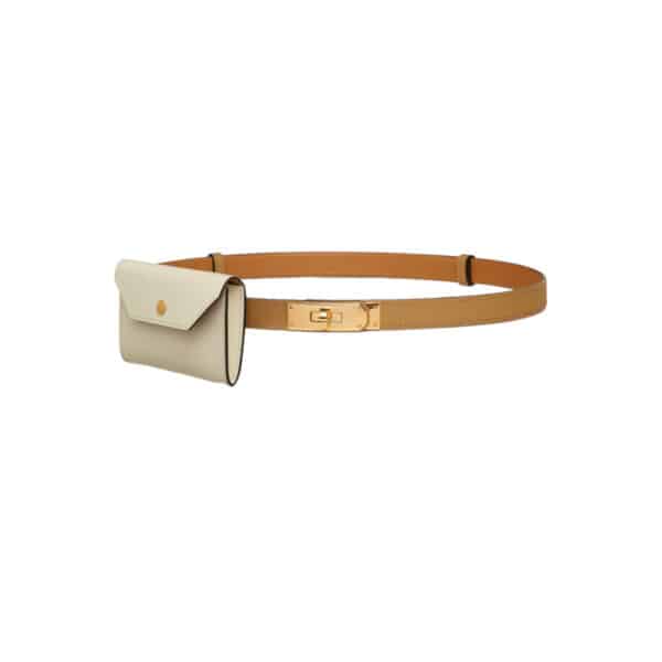 Hermes Kelly Pocket Belt Biscuit / Nata GHW