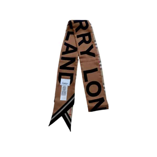 Burberry brown Double sided Silk scarf - Image 4
