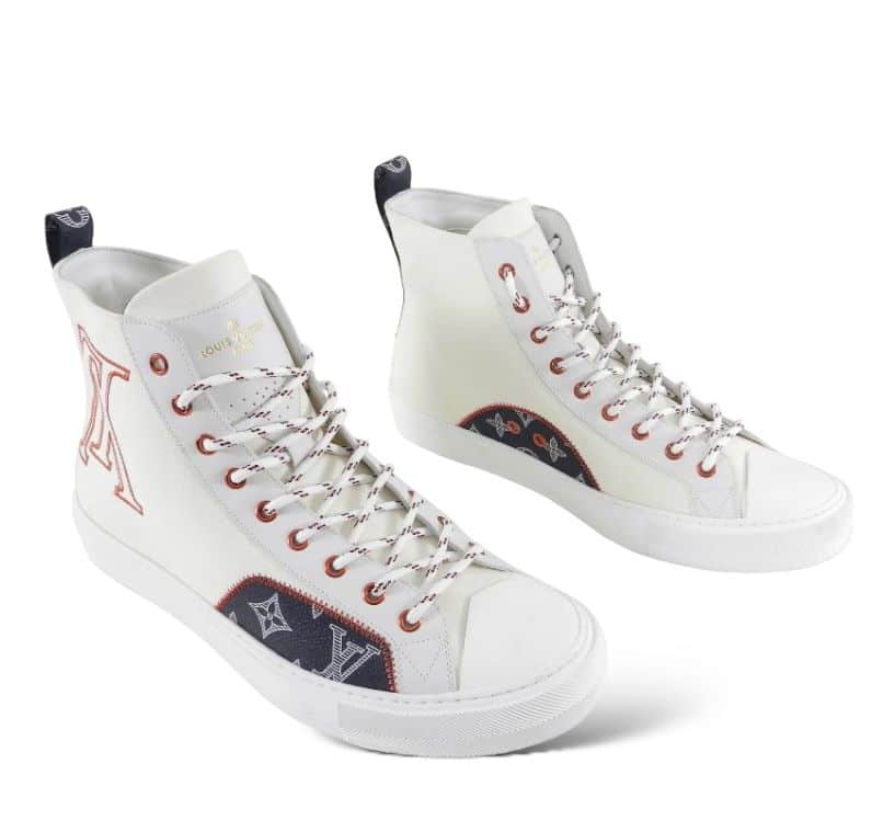 Louis Vuitton Men's White Canvas Tattoo Sneaker Boot Upside Down