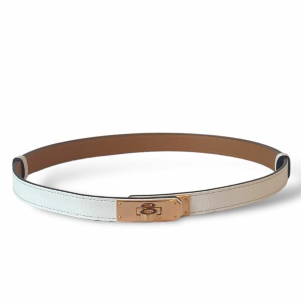 Hermes Kelly Belt White RGHW