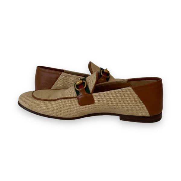 Gucci Brown Canvas and Leather Web Horsebit Loafers Size 40.5 EU - Image 2