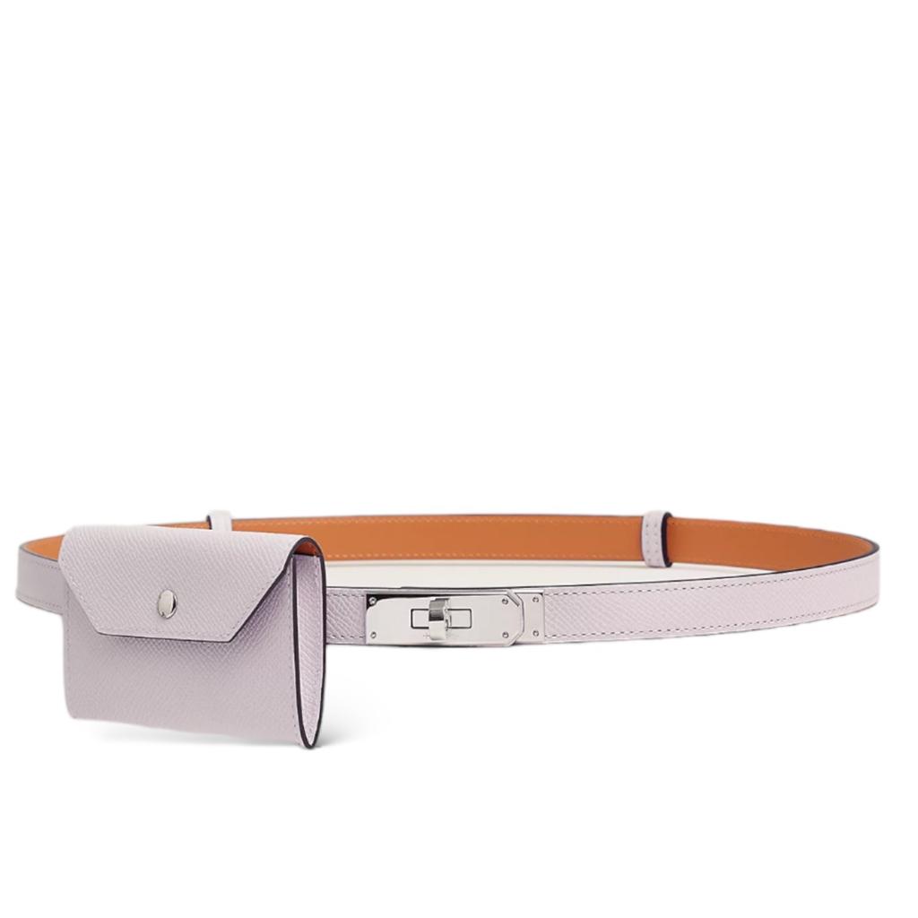 Hermes Kelly 18 Pocket Belt Mauve Sylvestre PHW - The Luxury Flavor