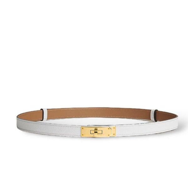 Hermes Kelly Belt White GHW