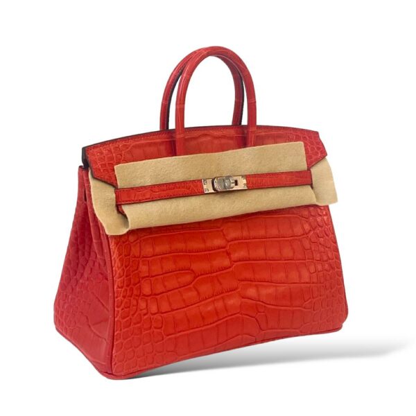 Hermes Birkin 25 Geranium Croco PHW - Image 3