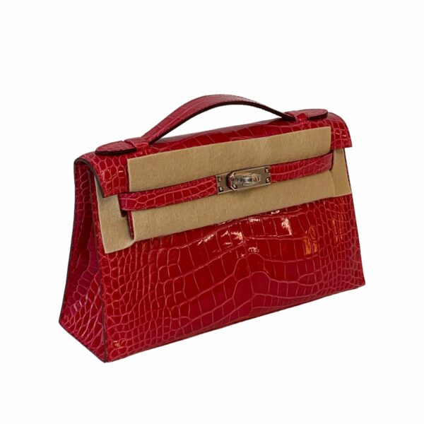 Hermes Kelly Rose Extreme Croco Pochette PHW - Image 2