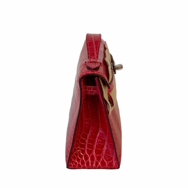 Hermes Kelly Rose Extreme Croco Pochette PHW - Image 4