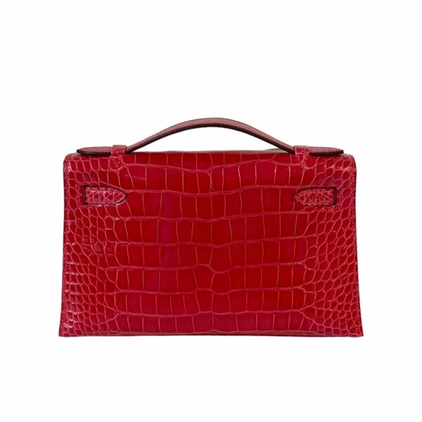 Hermes Kelly Rose Extreme Croco Pochette PHW - Image 3