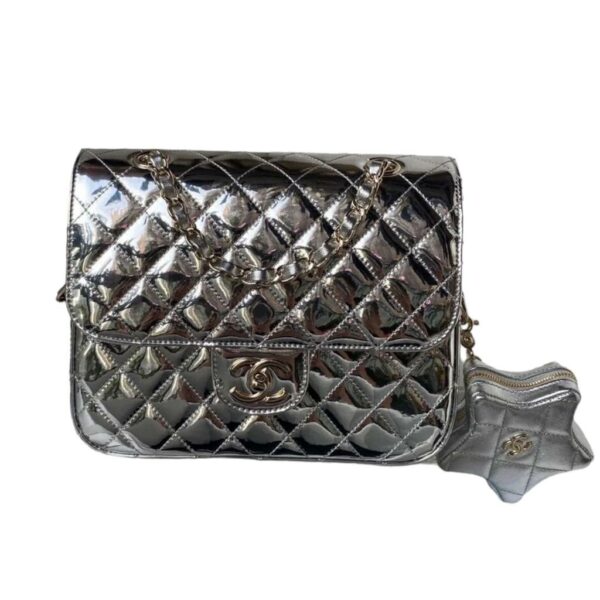Chanel Silver Patent Backpack