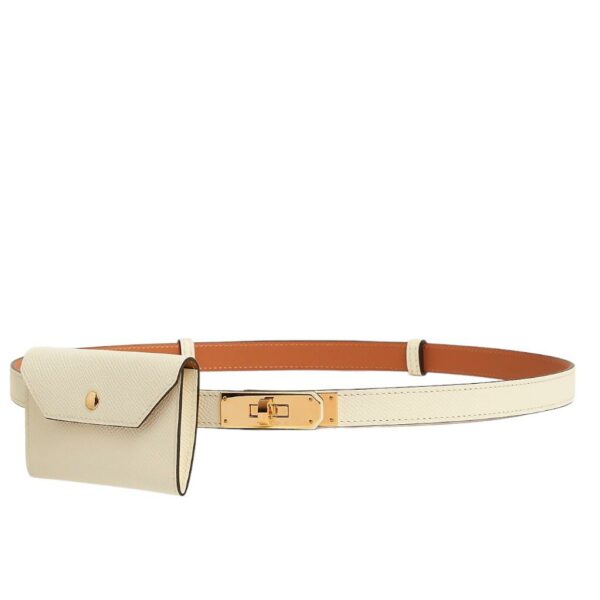 Hermes Kelly Belt Nata with Pocket GHW