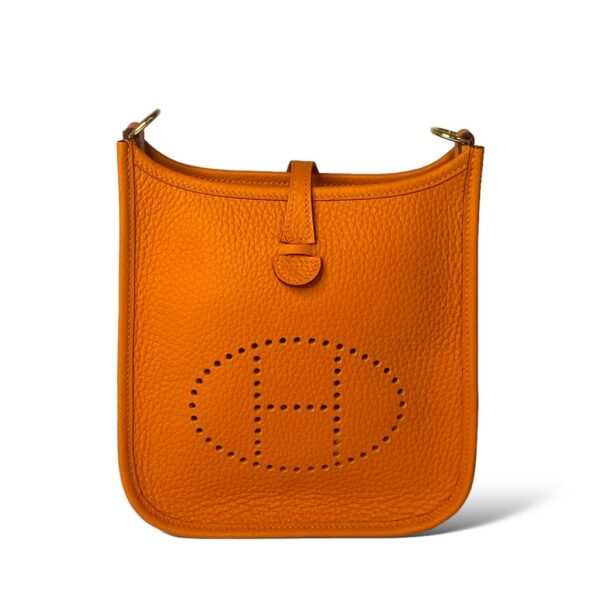 Hermes Mini Evelyne Amazone Orange Clemence Taurillon Leather GHW
