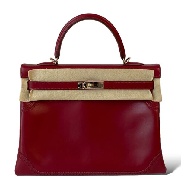 Hermes Kelly 35 Ghillies Rubis Tadelakt PBHW