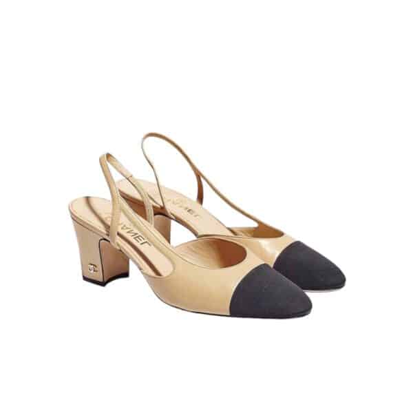 Chanel Slingback 37.5 EU Captoe Sandals
