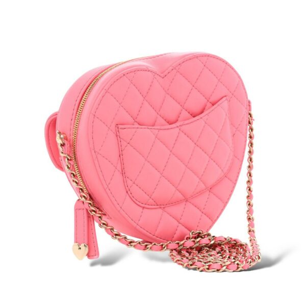 Chanel Pink Lambskin Small Heart Bag - Image 2