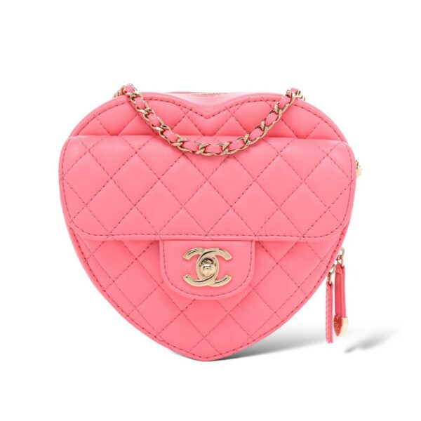 Chanel Pink Lambskin Small Heart Bag